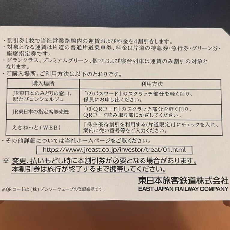 匿名送料込☆JR東日本株主優待割引券２枚の画像2