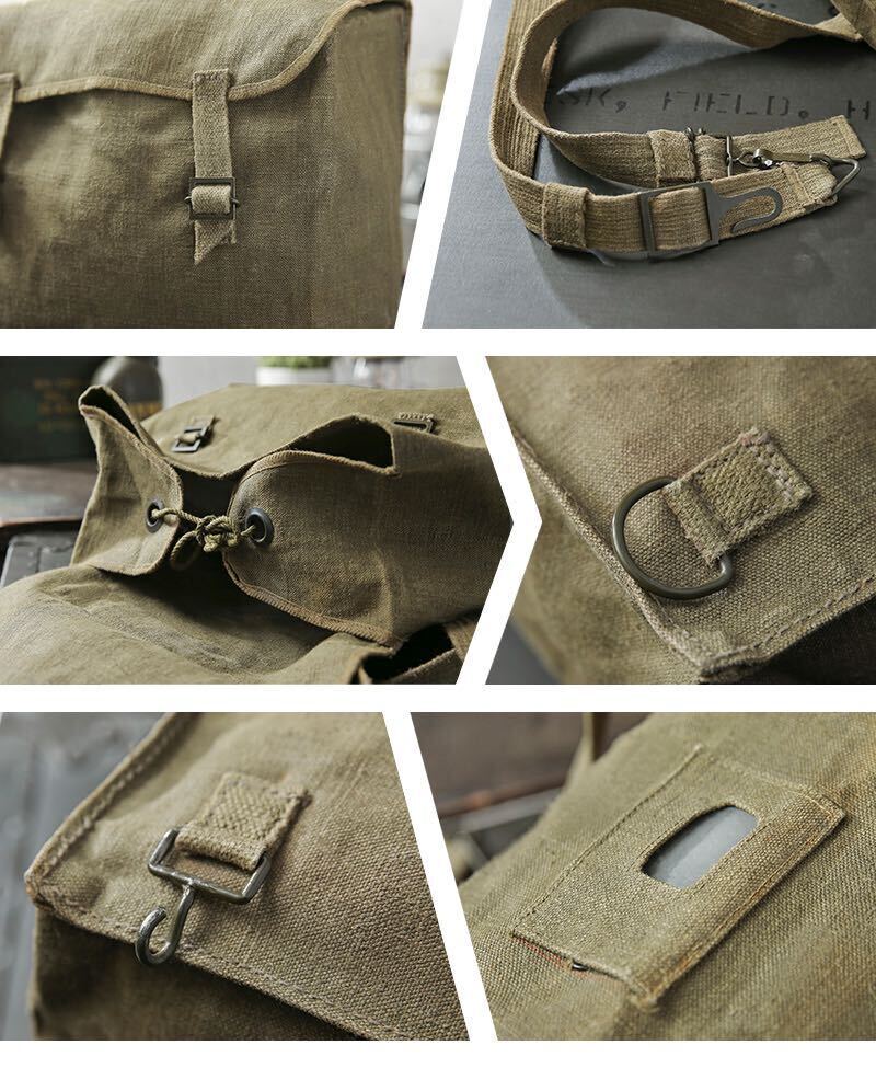 イタリア軍 50's〜60's ビンテージ ショルダーバッグ 鞄 ミリタリー コットン リネン M38の画像9