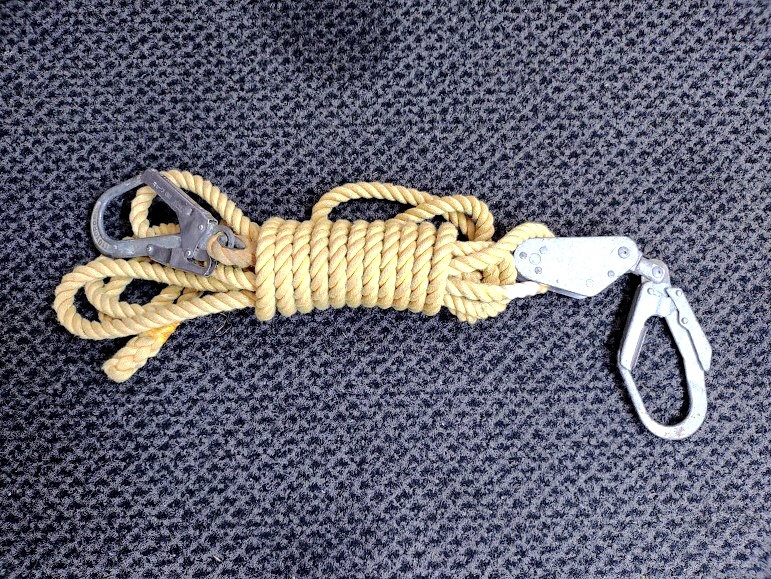 ■親綱 ロープ 黄色 Φ16×約9.5m 緊張器 安全帯 ツロヨン ジャンク扱いで！の画像1