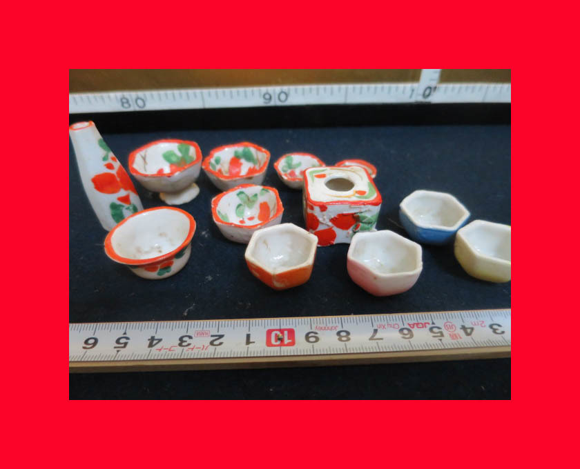 :即決【古都みやび】「0495陶器食器」古い雛道具.蒔絵.小物.大名雛道具