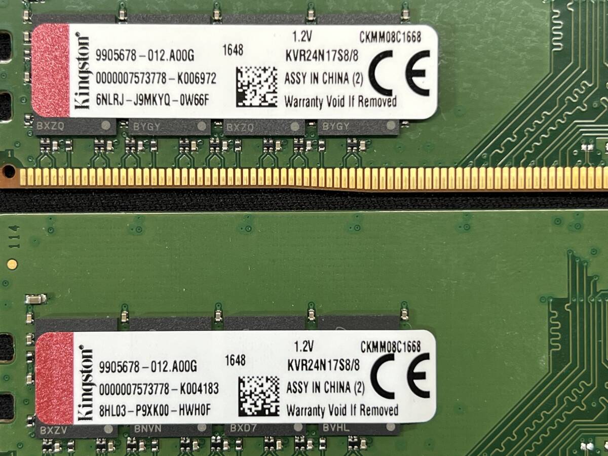 *[ простой рабочее состояние подтверждено ] Kingston память DDR4-2400 PC4-19200 8GB 2 листов всего 16GB KVR24N17S8/8 PC память RAM * W03-0427D