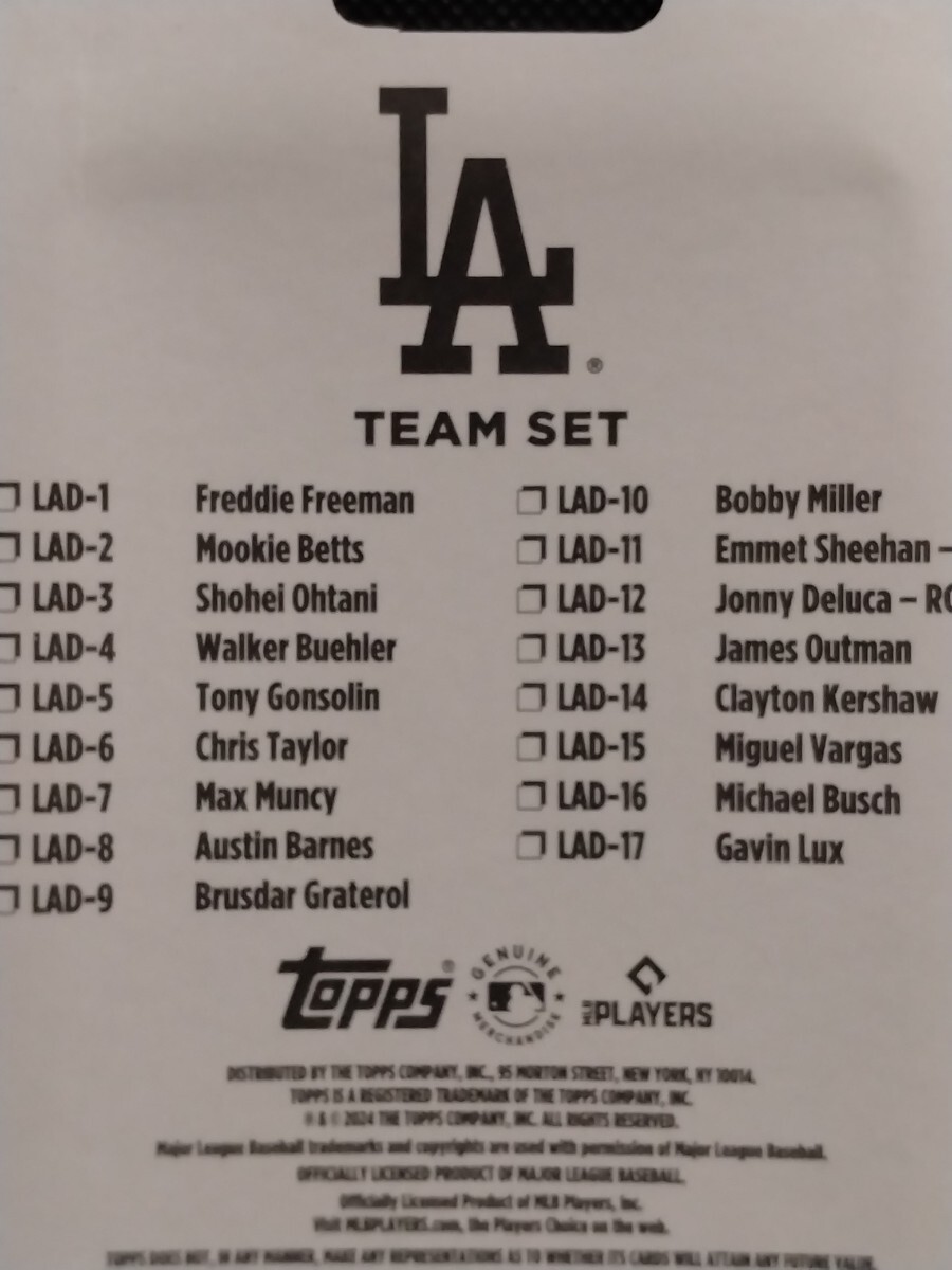 大谷翔平 ドジャースチームセット 17枚 【2024 TOPPS LA DODGERS 17 TEAM CARDS】 ロサンゼルス・ドジャース ベッツ フリーマン カーショウ_画像4