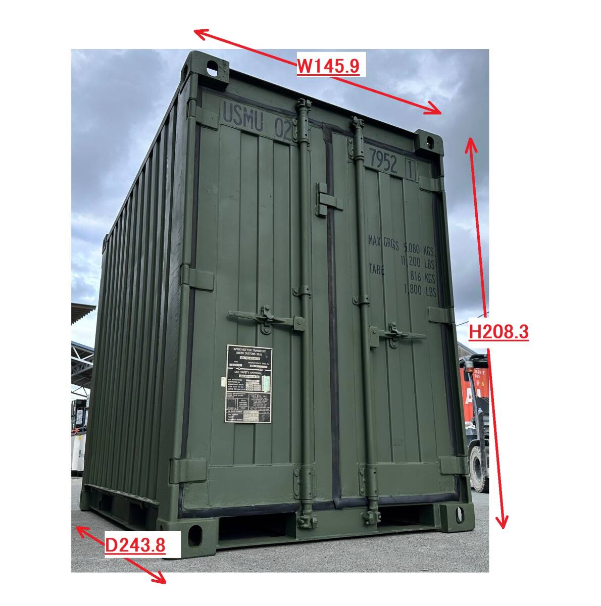 [ the US armed forces discharge goods ]USMC steel container both sides opening Mini container cupboard storage room shell ta- Setagaya base secret basis ground bike garage ( direct )KD16BM-N#24