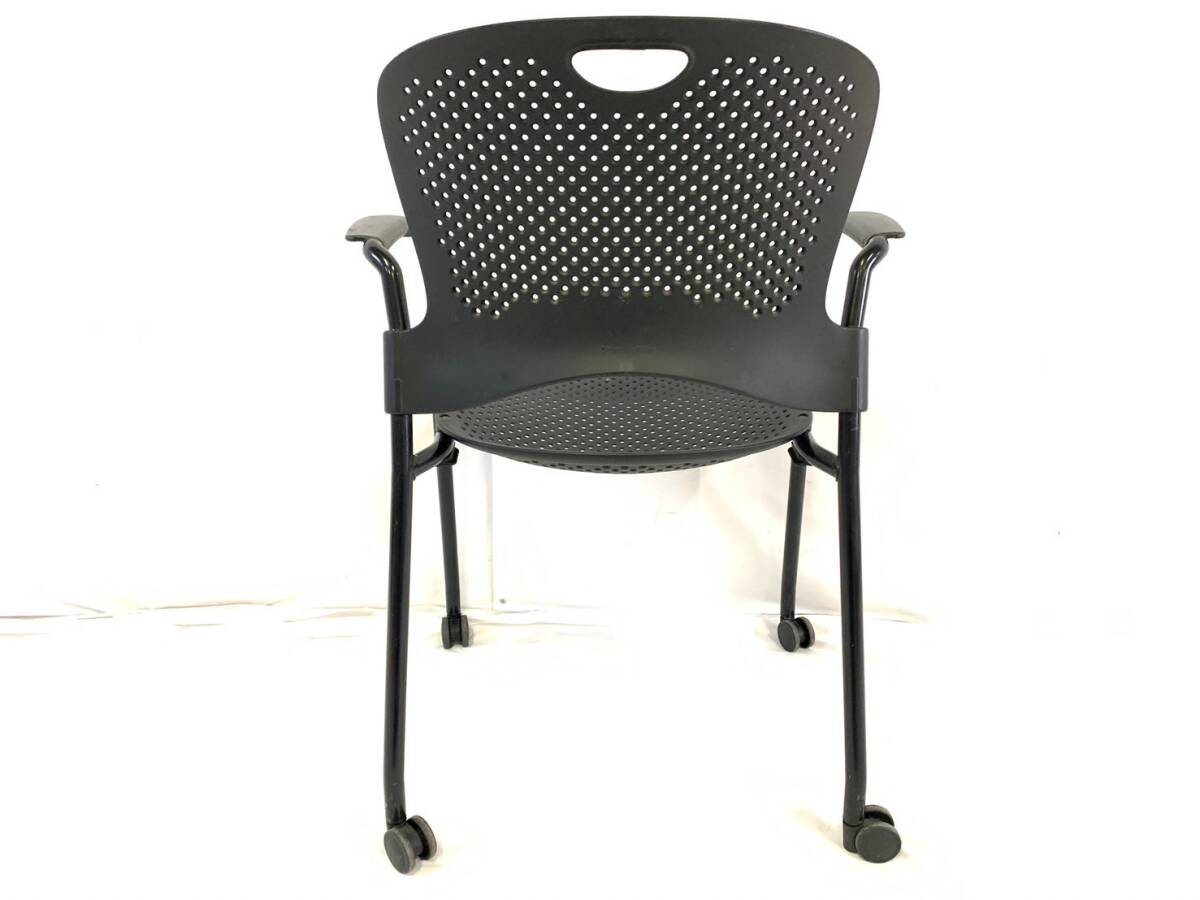 【米軍放出品】HermanMiller/ハーマンミラー WC410P 肘付きケイパーチェア キャスター付き ミーティングチェア 椅子 イス (220)XD16KK-2#24の画像4