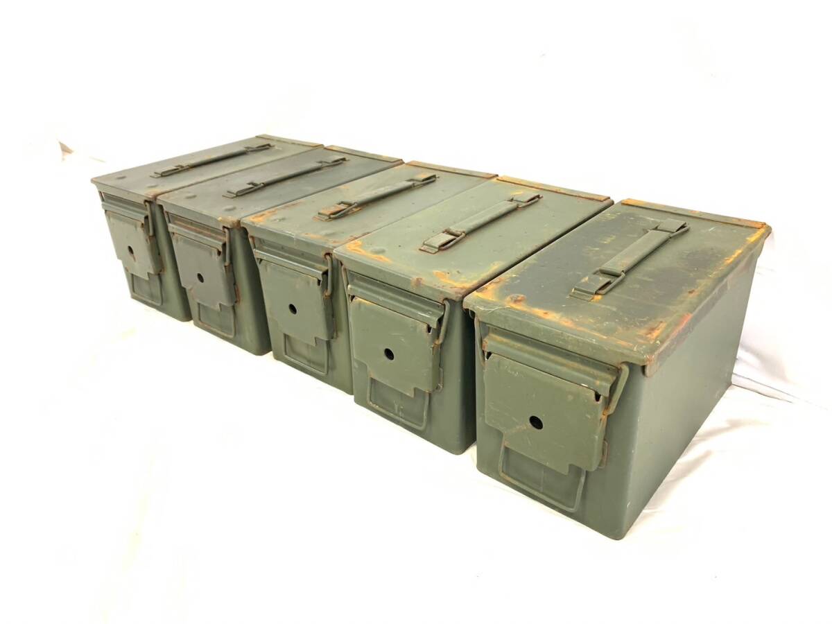 【米軍放出品】アンモボックス5個セット M2A1 AMMOBOX ミリタリー アンモ缶 アーモ缶 アモカン 工具箱 弾薬箱 サバゲー(140)XD16AK-2#24-T_画像1