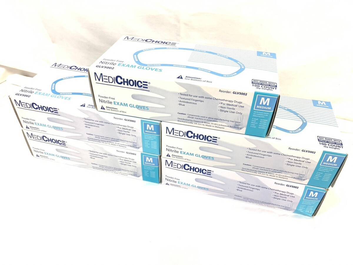 【新品】☆ゴム手袋 ニトリルグローブ 検査用手袋 Mサイズ 100枚入り×5箱 MEDICHOICE GLV5002 パウダーフリーニトリル手袋(80)☆CD23G_画像2