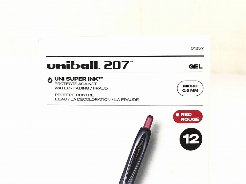 【米軍放出品】☆未使用品 uni ゲルインクローラーボールペン 12本 0.5mm 61257 レッド/赤 ユニボール207 (コンパクト)☆CD25Pの画像7