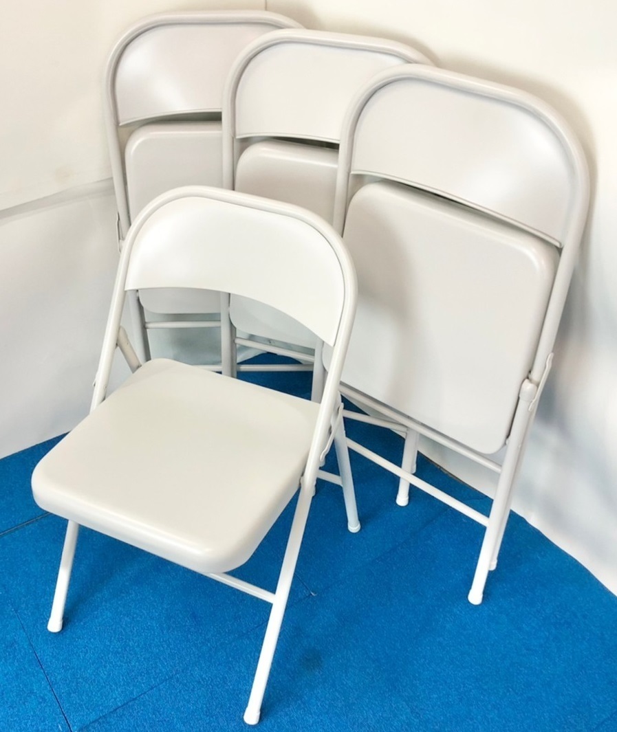 [ the US armed forces discharge goods ]* unused MECO folding chair 4 legs set office mi-tin glue m Mid-century conference room Setagaya base (180)*CD27I