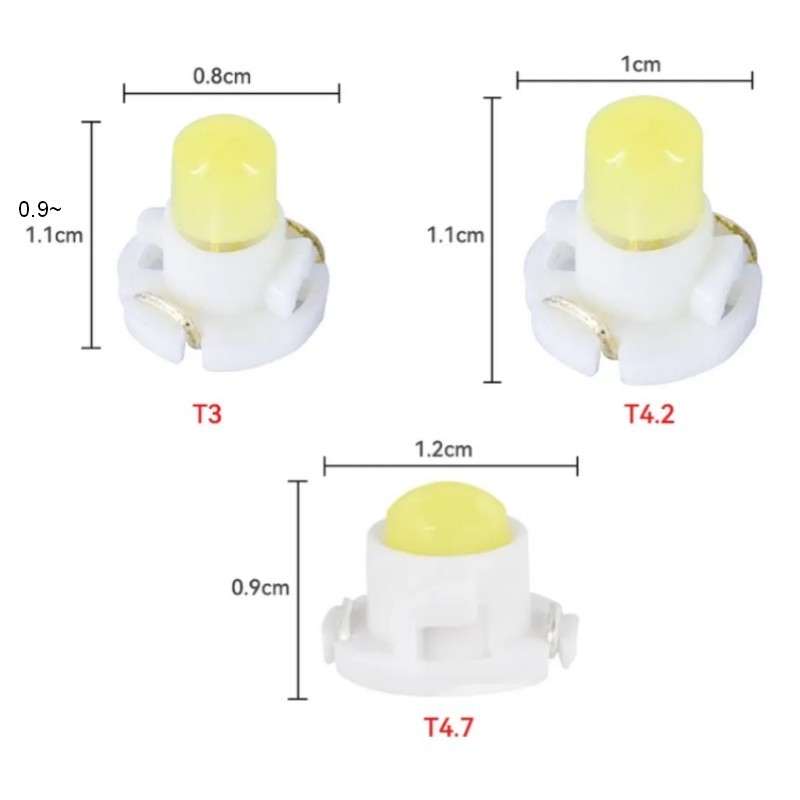 《送料120円～》T3・T4.2・T4.7 全面発光 拡散LED 1個 マイクロ電球 メーター・エアコン球・インパネ■赤白アンバー青緑水色ピンクパープル_画像2