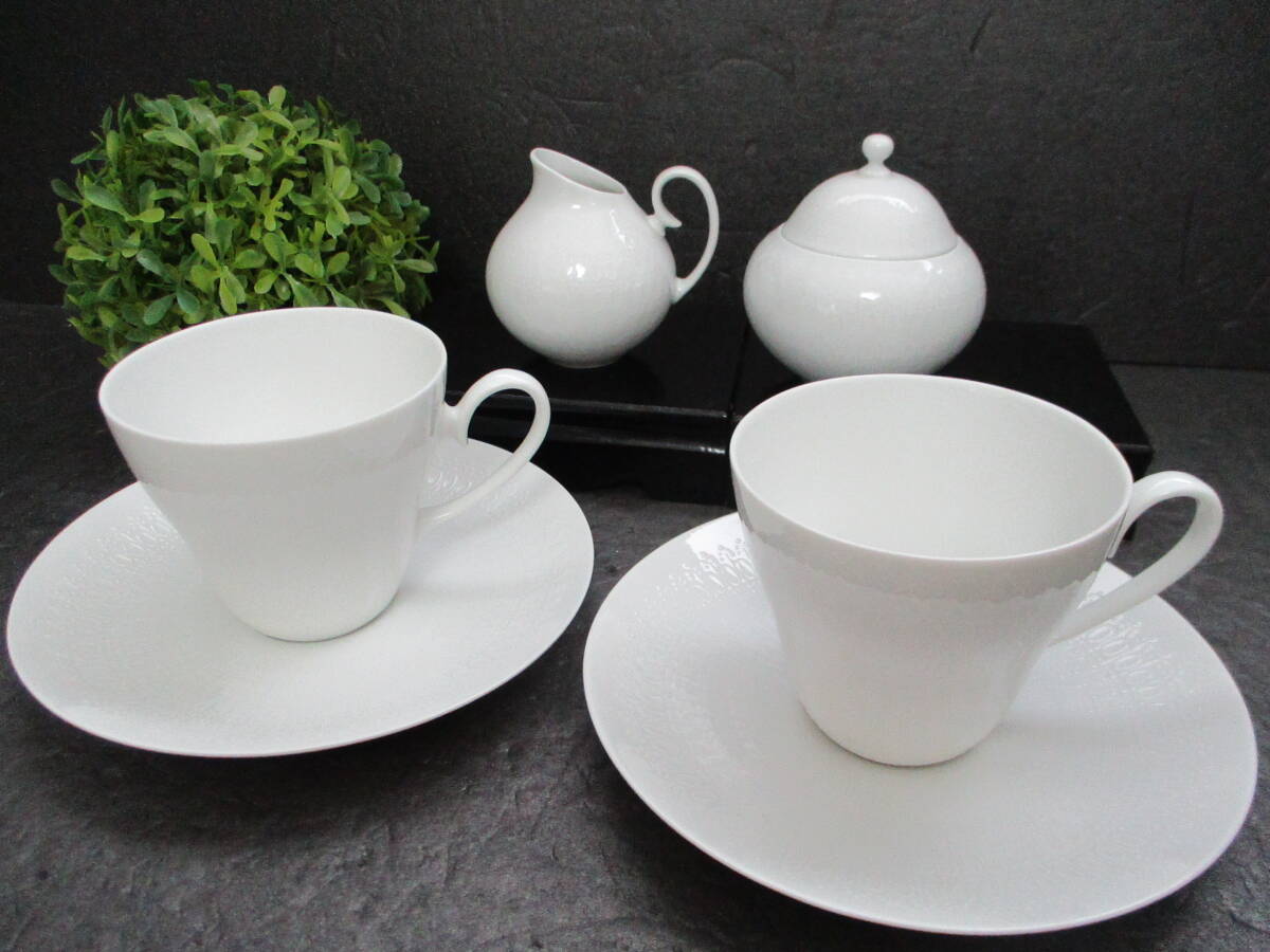 【美品】ローゼンタール Rosenthal スタジオライン ロマンス ホワイト カップ＆ソーサー ペア C＆S 2客 シュガーポット ミルクピッチャーの画像1