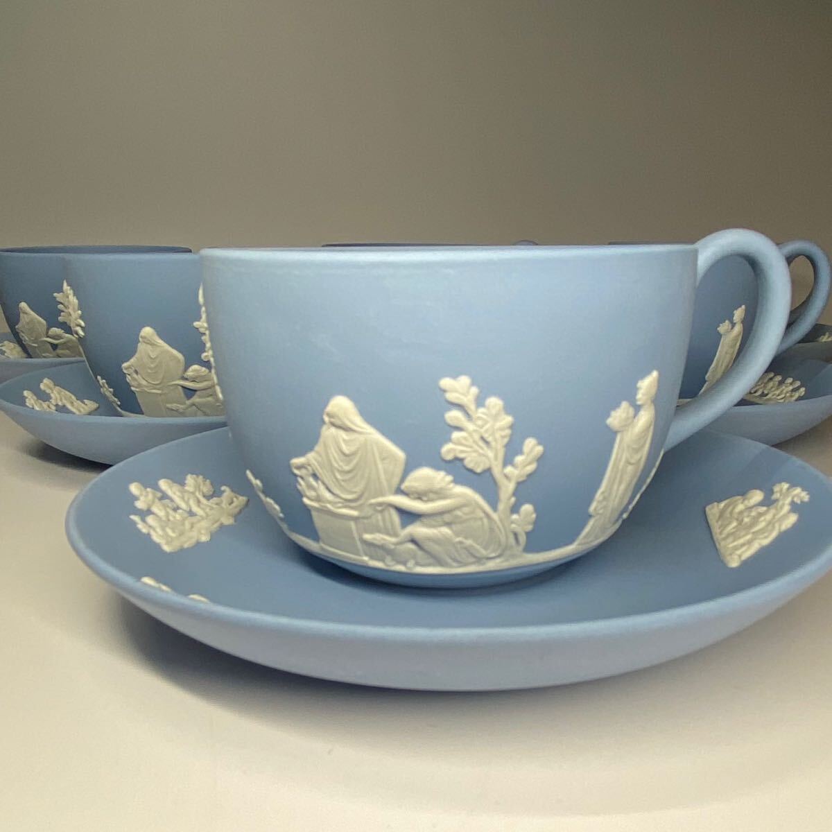 WEDGWOOD ウェッジウッド ジャスパー ソーサー カップ ブルー ティーカップ コーヒーカップ 6客の画像3