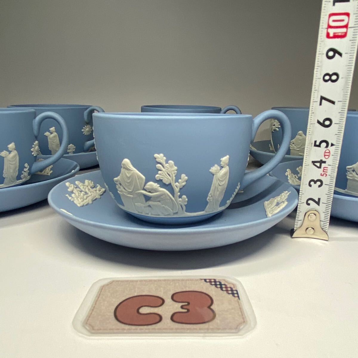 WEDGWOOD ウェッジウッド ジャスパー ソーサー カップ ブルー ティーカップ コーヒーカップ 6客の画像10
