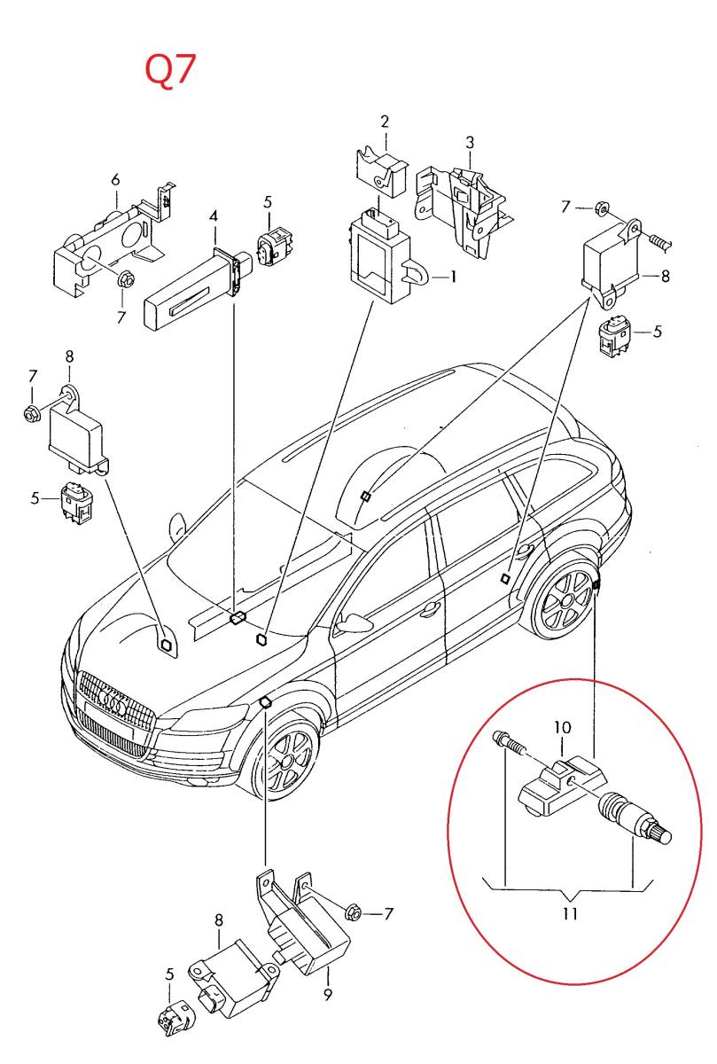 AUDI VW Volkswagen Porsche 433MHz tire TRMS/ monitor / empty atmospheric pressure sensor (1~8 piece ) A4 A8 Avant R8 quattro 911 other 7PP907275F 4F0907275