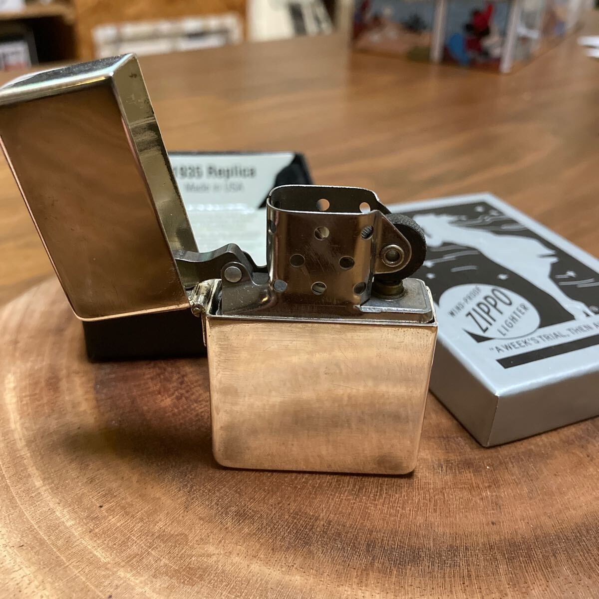 ZIPPO 1935 復刻レプリカ　100ミクロン　シルバー　ミラー　箱付き_画像10