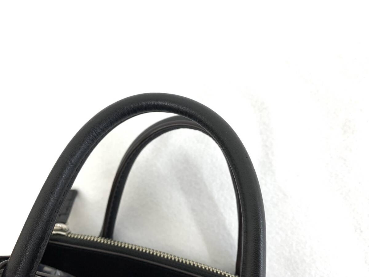 【D262】極美品 クロコダイル 2WAY ショルダー バッグ ブラック 黒 クロコ カウレザー ハンドバッグ♪の画像9