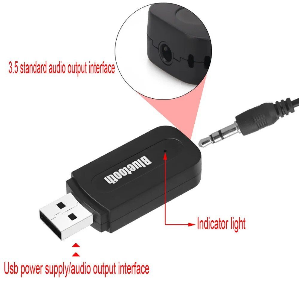 AUX Bluetooth レシーバー ミュージック USB 無線 ブルートゥース ワイヤレス USB ミュージック 車載 車内 据え置き receiver ケーブルの画像5