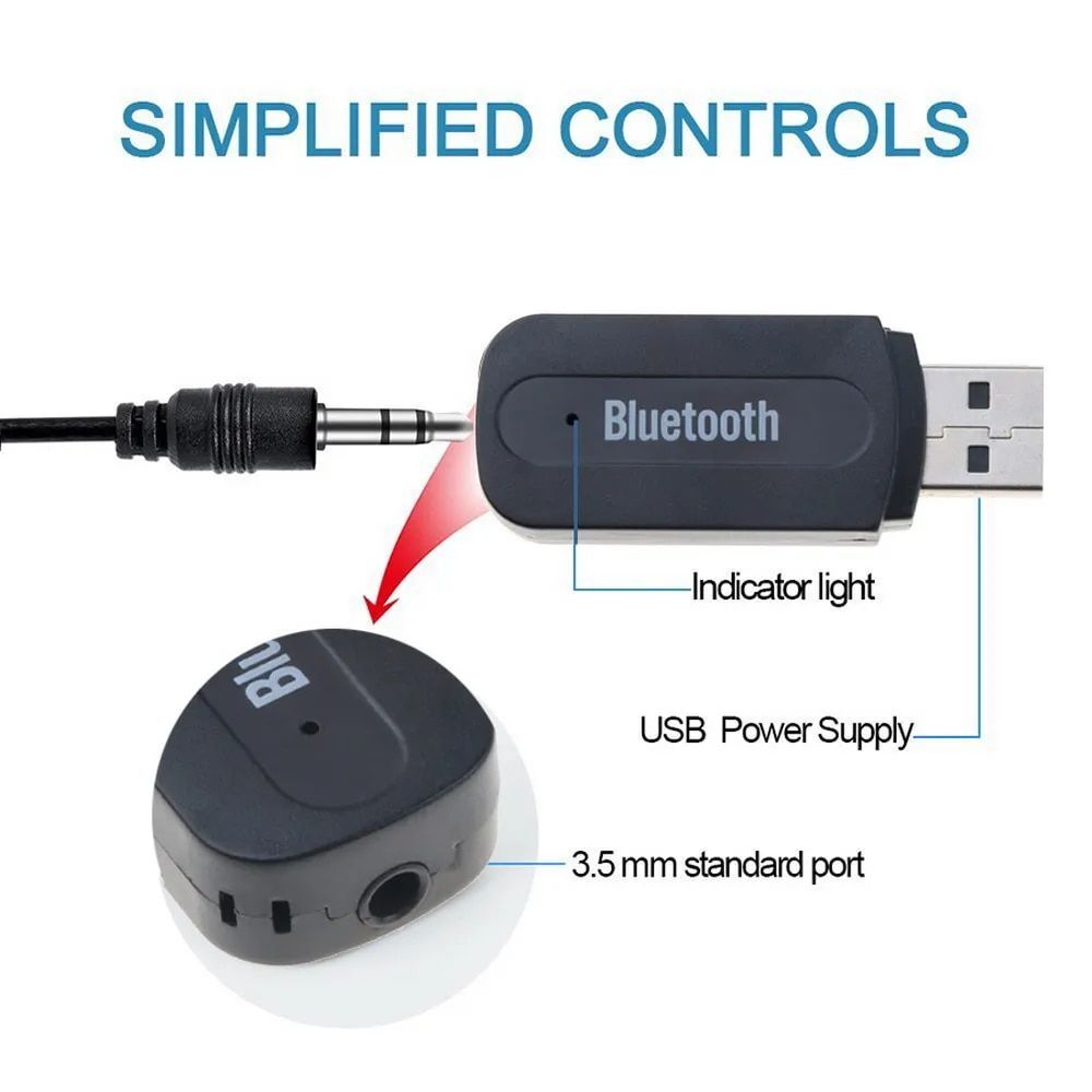 AUX Bluetooth レシーバー ミュージック USB 無線 ブルートゥース ワイヤレス USB ミュージック 車載 車内 据え置き receiver ケーブルの画像2