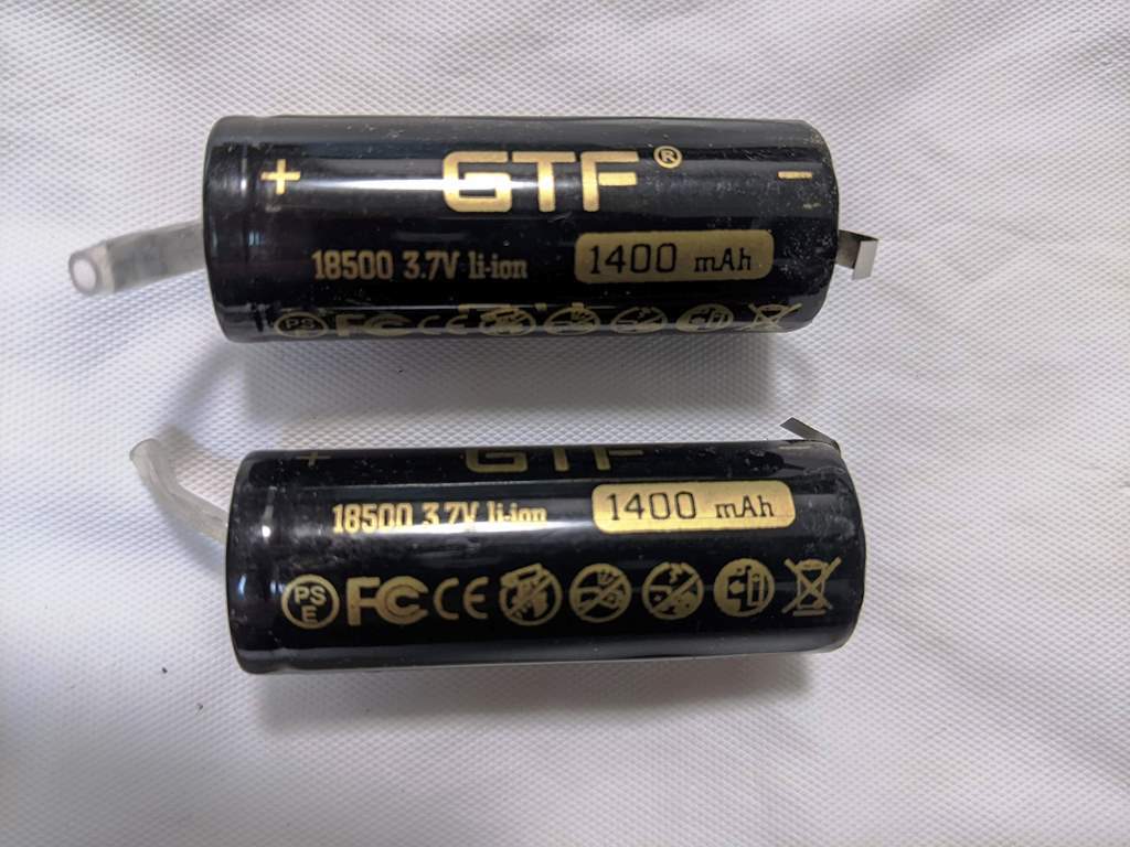 リチウムイオン バッテリー 充電池18500 3.7V 1400mAh タブ付 2個セット (BRAUN シェーバシリーズ７交換等） の画像2