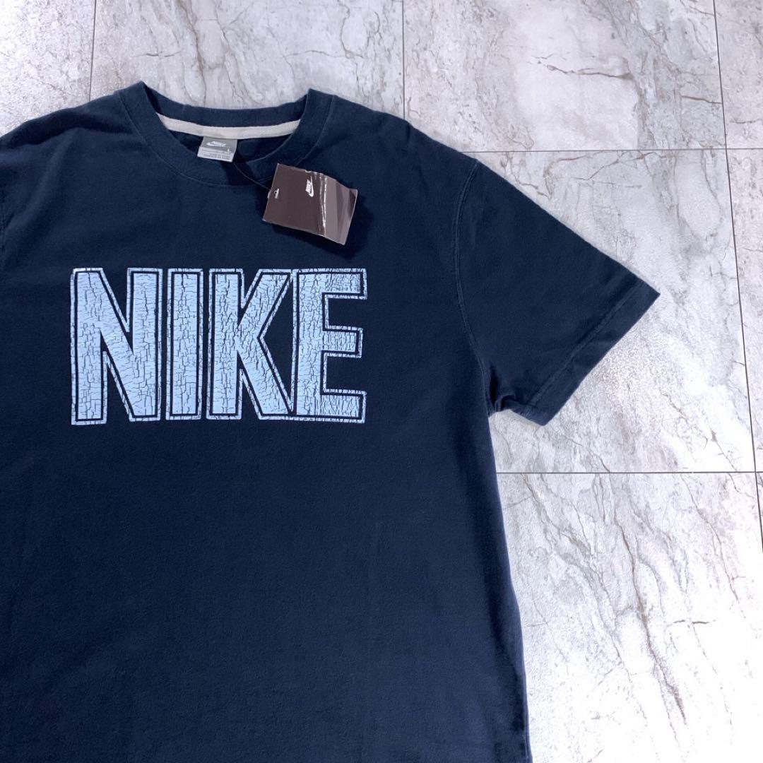 00s OLD NIKE プリント Tシャツ ネイビー デッドストック L 古着_画像4