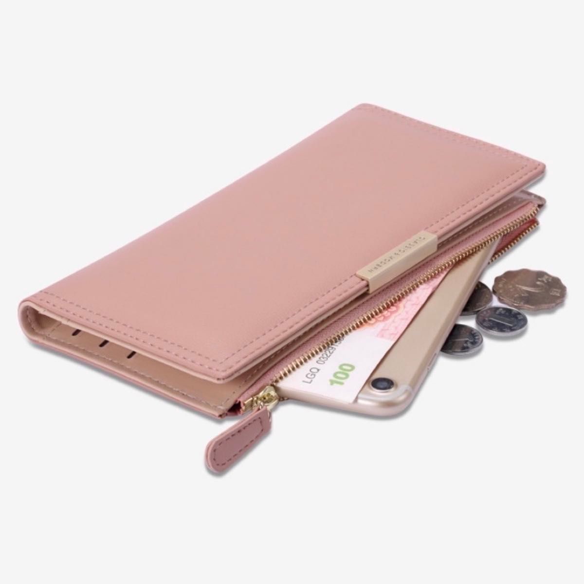 ⑤ 長財布 スリム ウォレット 薄型 カードケース ポイントカード 収納 ピンク