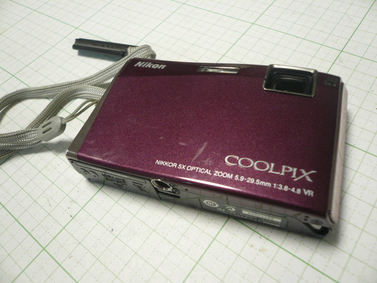 0216即決有 難有 NIKONニコン COOLPIXクールピックス S60 ワインレッド 100万画素10メガ 撮影可 送料370円の画像3