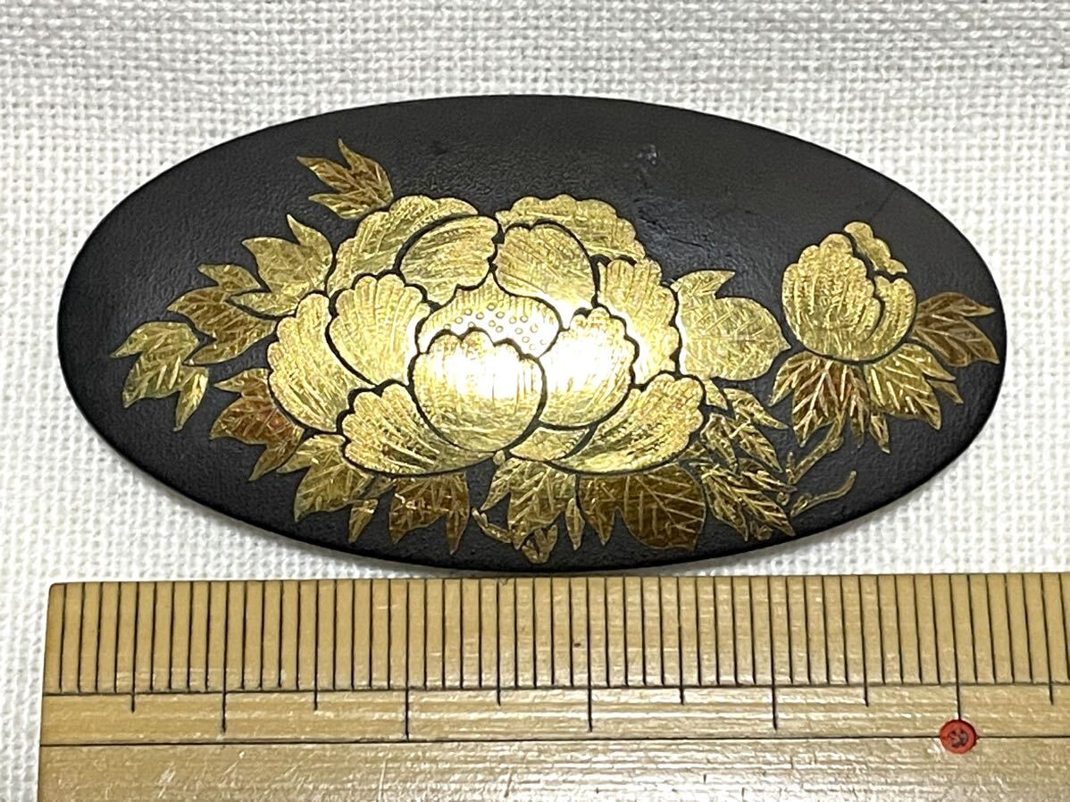 NO.1189 帯留め 象嵌 花 牡丹(帯留 帯飾り 和装小物)