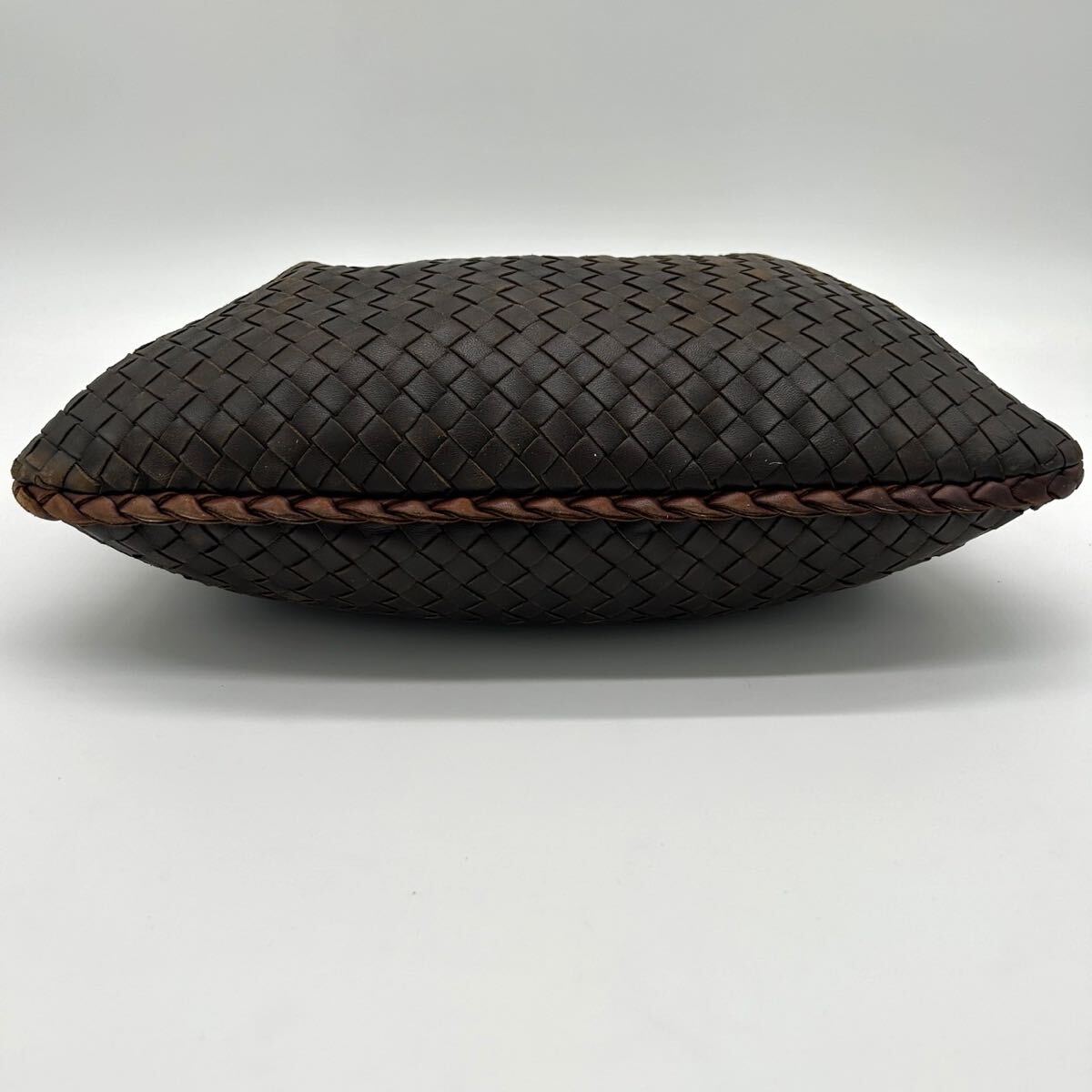 1円〜 BOTTEGA VENETA ボッテガヴェネタ ホーボー トートバッグ ショルダーバッグ イントレチャート レザー ダークブラウン イタリア製の画像6