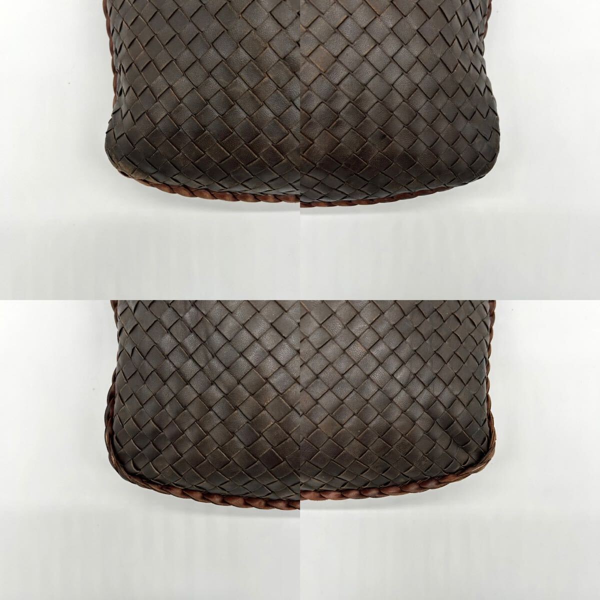 1円〜 BOTTEGA VENETA ボッテガヴェネタ ホーボー トートバッグ ショルダーバッグ イントレチャート レザー ダークブラウン イタリア製の画像5