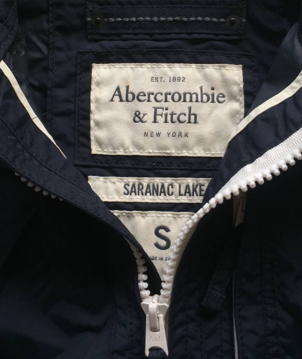 Abercrombie&Fitch アバクロ・SARANAC LAKEウィンドブレーカー/ ナイロンJKT・S・ネイビー・送料520円～の画像5