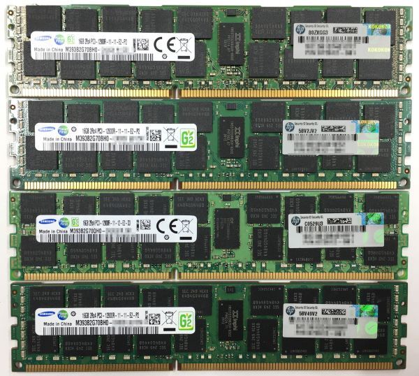 【16G×4枚組】SAMSUNG PC3-12800R 2R×4 計64GB 中古メモリー サーバー用 DDR3 即決 動作保証【送料無料】の画像2