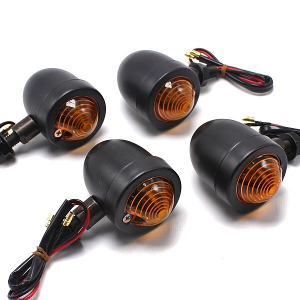 1 jpy ~ black cannonball type 12V Brett turn signal 4 piece set all-purpose goods orange lens american Harley bo bar chopper 