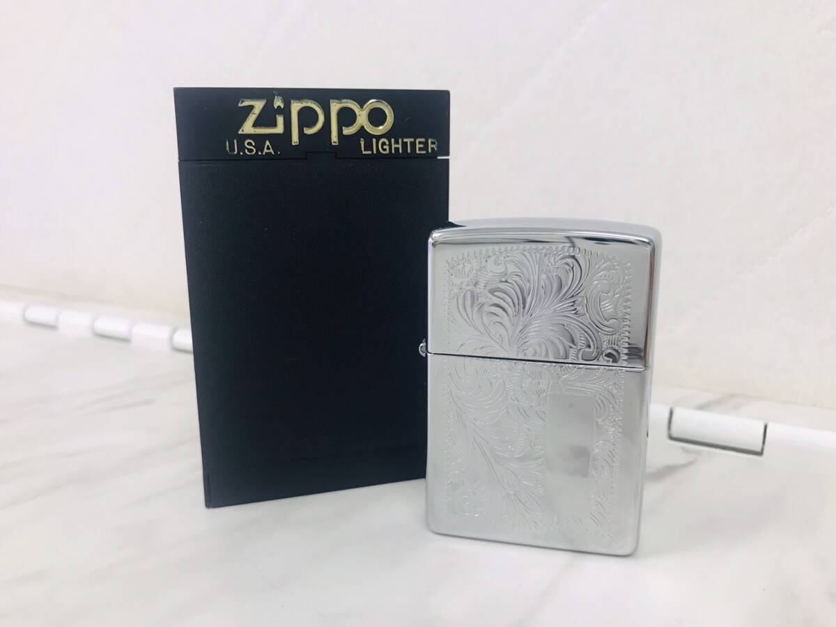 G5205 ZIPPO ジッポ ライター シルバー ベネチアン 花柄 着火未確認の画像1