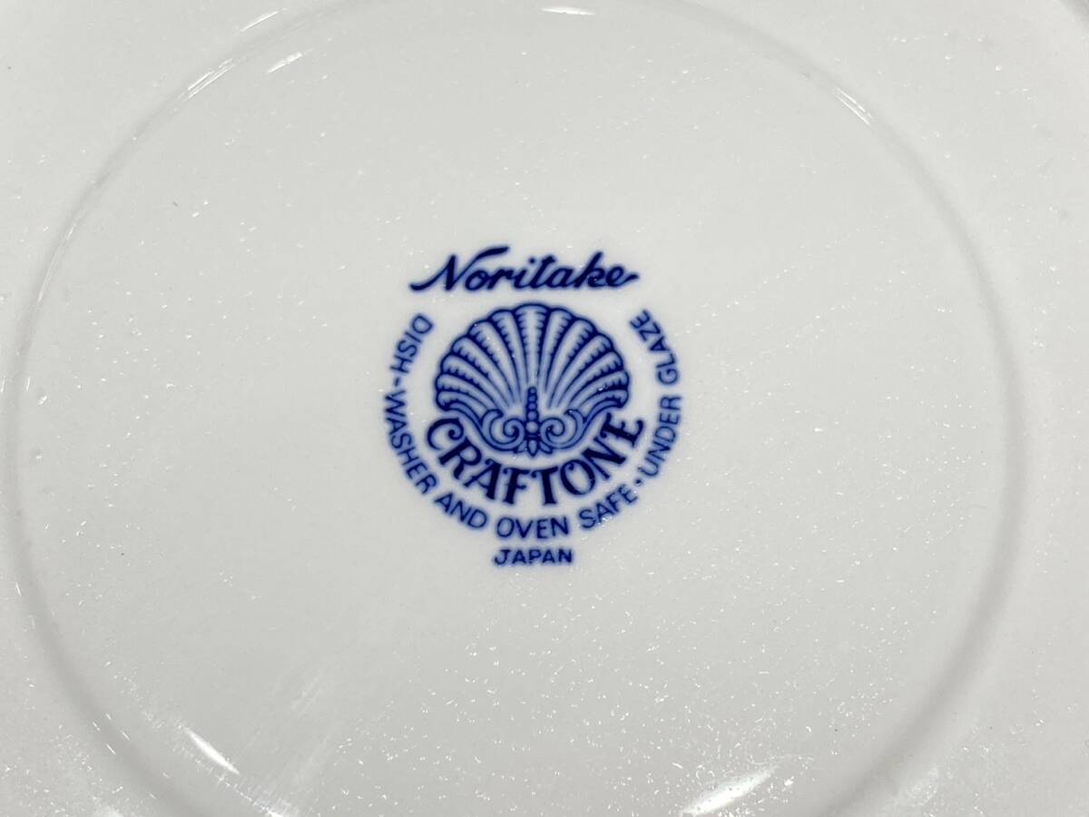 A1811 Noritake ノリタケ CRFTONE クラフトーン スープカップ＆ソーサー 5客 白 ホワイト 青 ブルー 花柄 保管現状品の画像7