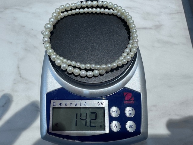 S6137 MIKIMOTO ミキモト SILVER シルバー 本真珠 パール ネックレス アクセサリー 長さ約42cm 約3.4mm～約7.3mm 約14.2g の画像7