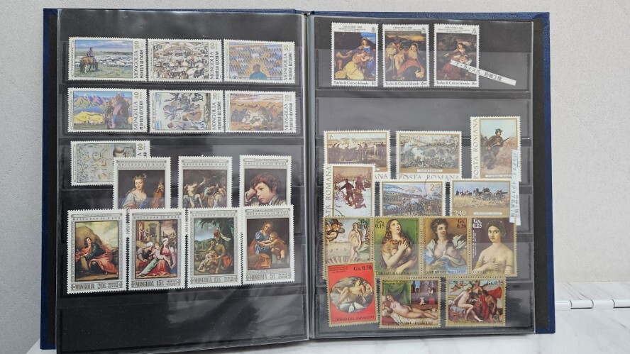 【2024/04/17⑪】１円～ 整理品 海外切手 人物切手 絵画切手 消印 約16ページの画像5
