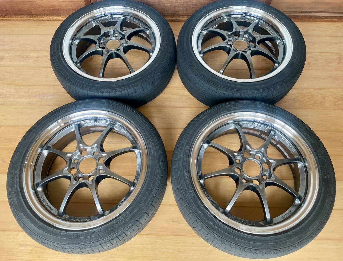 RAYS VOLK RACING CE28N 15インチ 15x5.5JJ +45 PCD100 4穴 ※おまけ:マックガード付（ピッチ1.25）タイヤ165/50 R15 73V 2018年製 2分山 _画像1