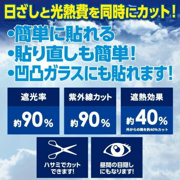 送料300円(税込)■lr328■エアコン代が節約できる日よけシート 高遮光タイプ(45×180cm) 4枚組【シンオク】の画像2