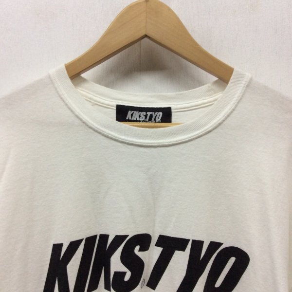 C748 KIKS TYO キックスティーワイオー ロゴ ホワイト 長袖 Tシャツ ロンT プリント サイズ L グラフィック ストリート 古着 ビッグサイズ_画像2