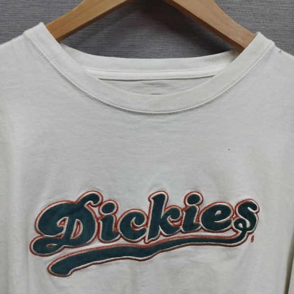 Z890 Dickies ディッキーズ 長袖 Tシャツ M ホワイト アップリケ ロング TEE 落ち感 シルエット ビッグシルエット ワーク アメカジ_画像4