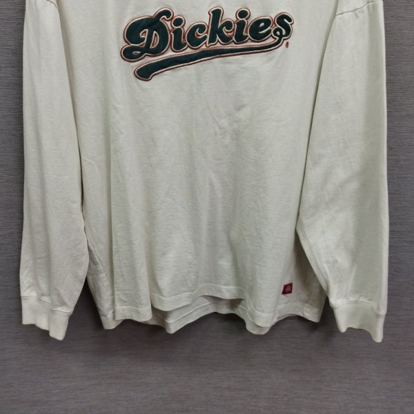 Z890 Dickies ディッキーズ 長袖 Tシャツ M ホワイト アップリケ ロング TEE 落ち感 シルエット ビッグシルエット ワーク アメカジ_画像5