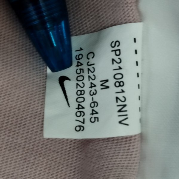 Z959 NIKE Nike Esse n автомобиль ru платье футболка туника cut and sewn пастель розовый . вышивка Logo короткий рукав женский размер M б/у одежда 