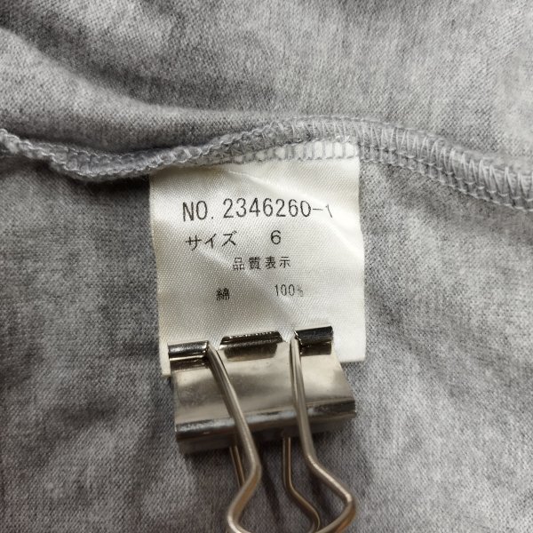 D417 TETE HOMME テットオム Tシャツ グレー 半袖 Vネック メンズ サイズ 6 日本製 シンプル ポケット ポケT プリント カットソー 古着の画像8