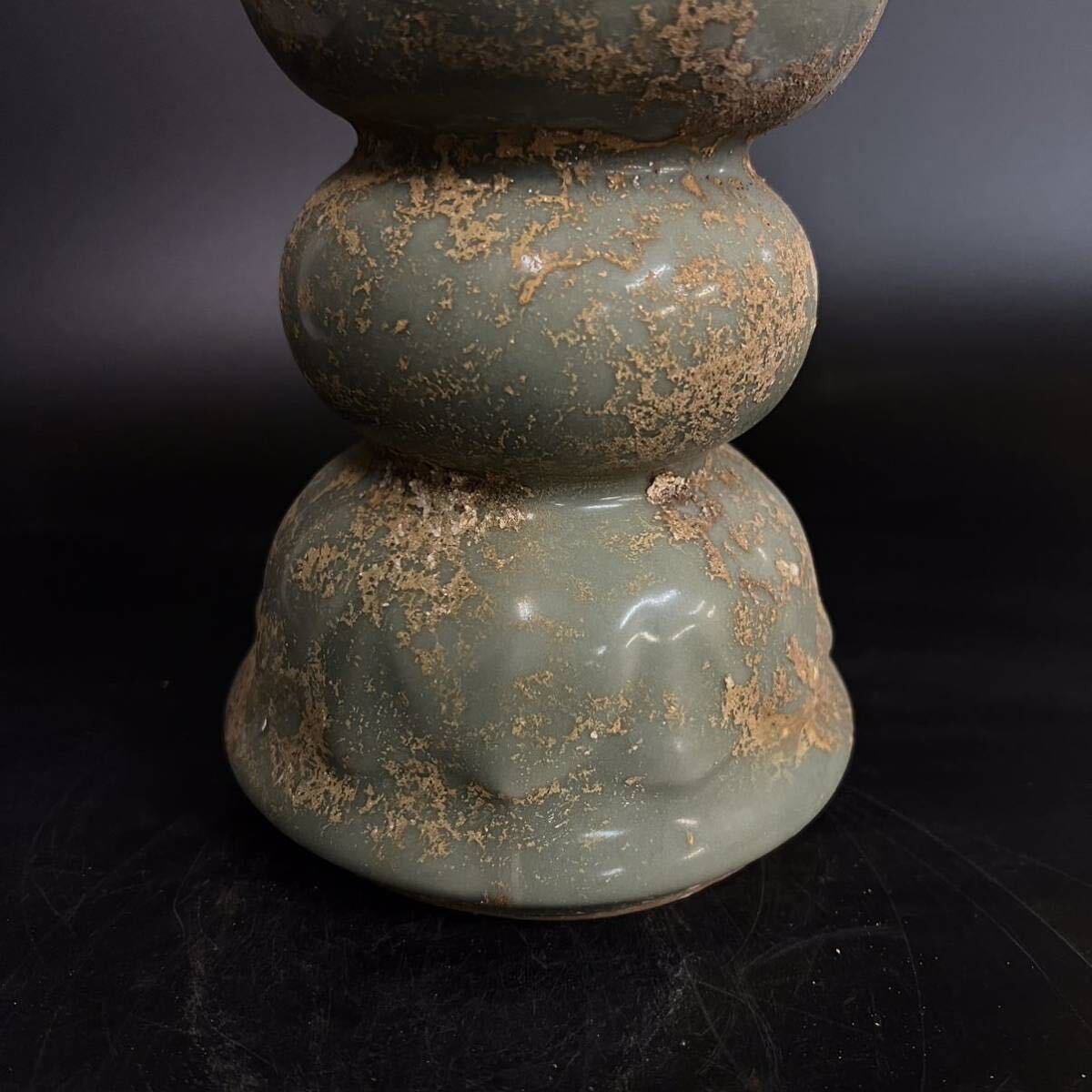 中国 古玩 龍泉窯 青磁 花瓶 高さ24.5cm_画像5