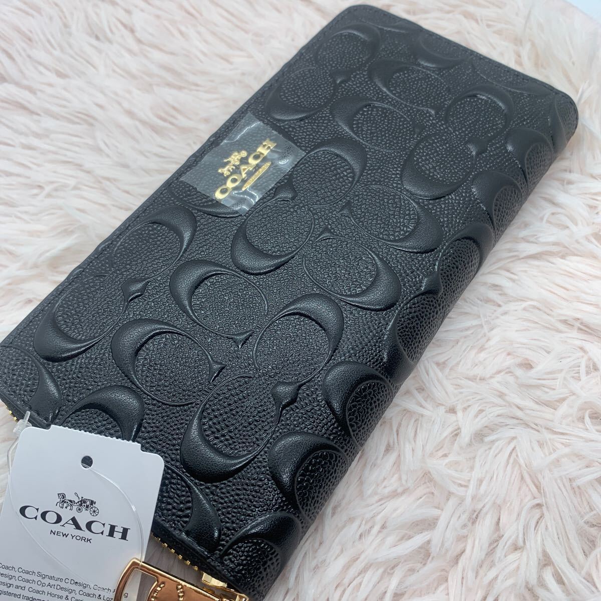 新品未使用 COACH コーチ 新品 ブラック メンズ レディース 長財布 黒F53834_画像1