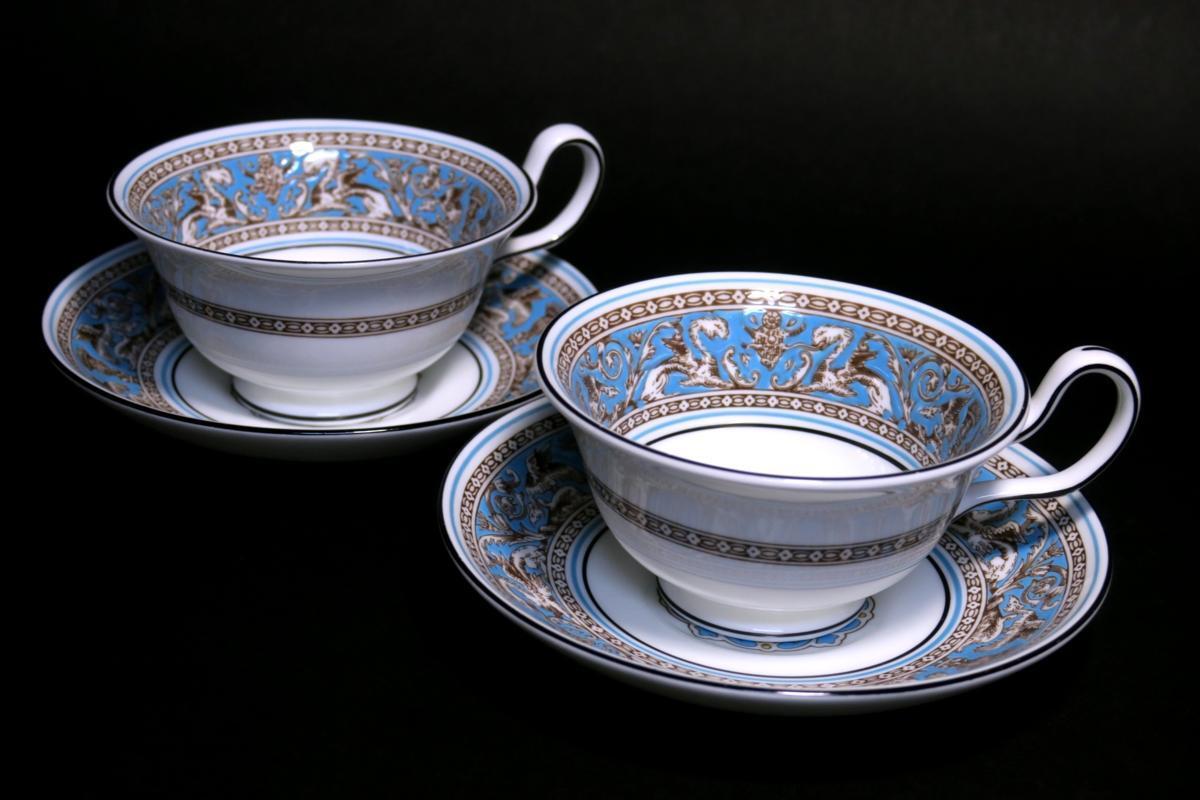 # Wedgwood pair * cup & saucer fro Len tea n turquoise ( including in a package object commodity )6.