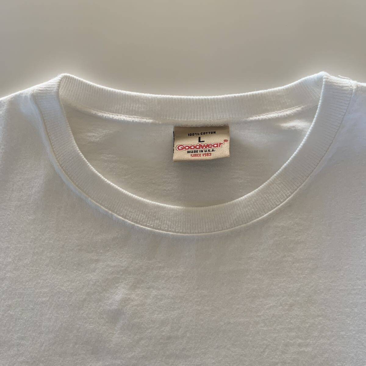 Goodwear グッドウェア リブあり ホワイト Tシャツ Lサイズ アメリカ製の画像6