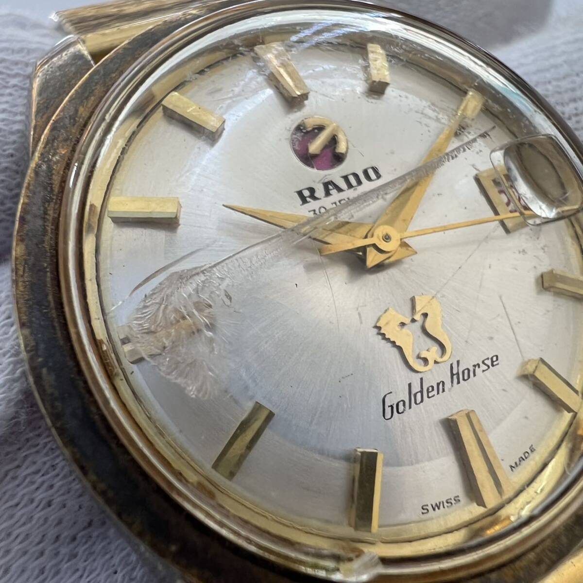 ★1円スタート★RADO ラドー Golden Horse ゴールデンホース 30石 デイト メンズ 腕時計 11674 自動巻き ジャンク シルバー文字盤 中古品