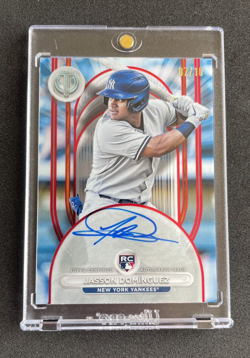 【スーパールーキー】希少 mlb topps tribute 2024 auto jasson dominguez rc 直筆サインカード 10枚限定の画像1