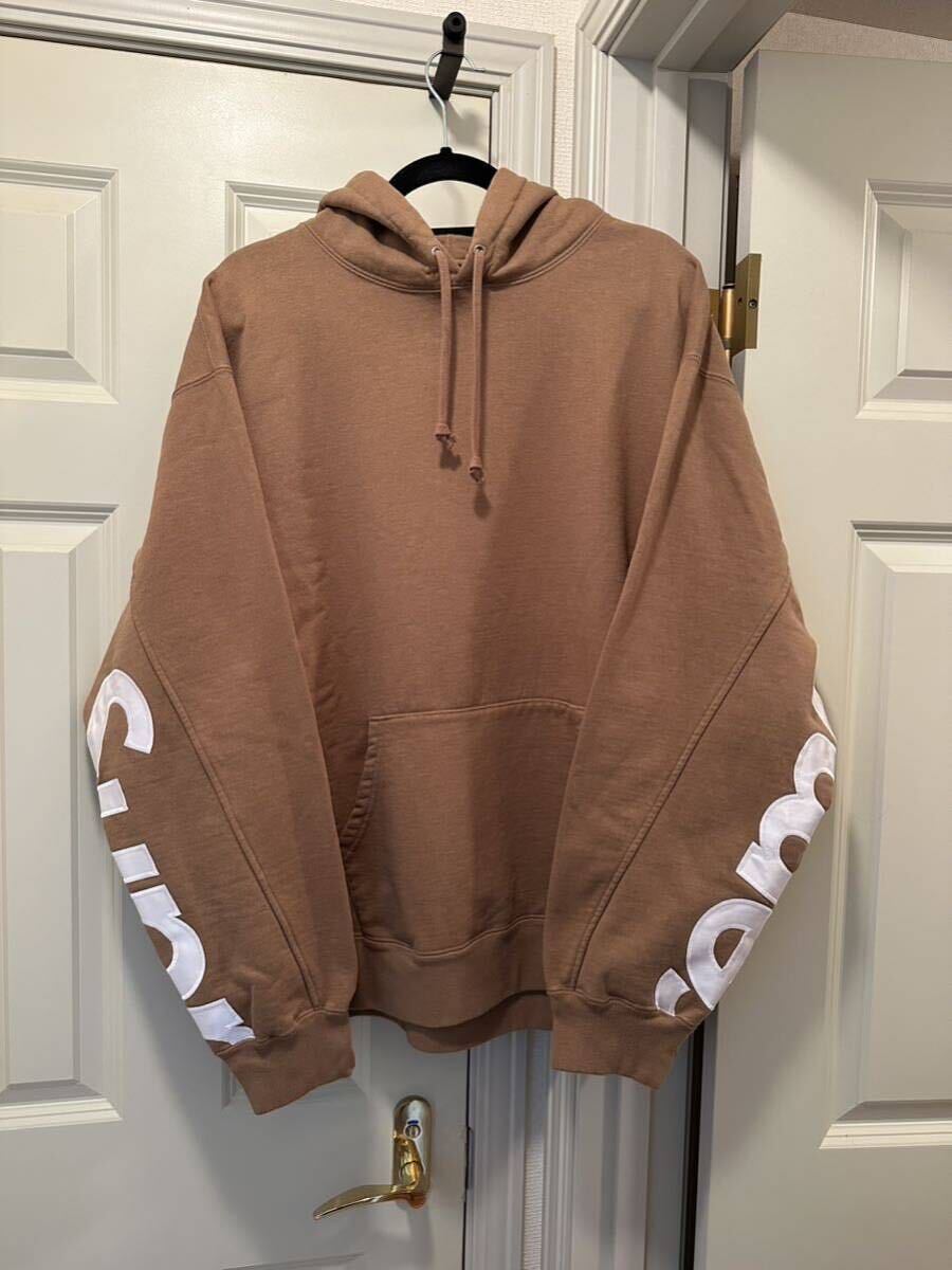 XL Supreme Cropped Panels Hooded Sweatshirt Light Brown XL Supreme Cropped Panels Hooded Sweatshirt Light Brown