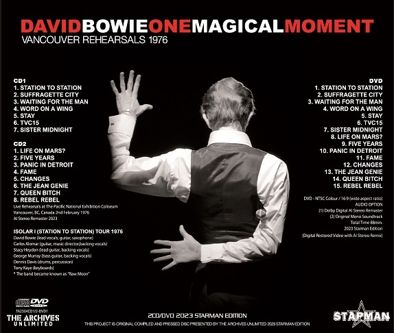 DAVID BOWIE / ONE MAGICAL MOMENT - VANCOUVER REHEARSALS 1976 - SPECIAL 2023 STARMAN EDITION (2CD+DVD) の画像3